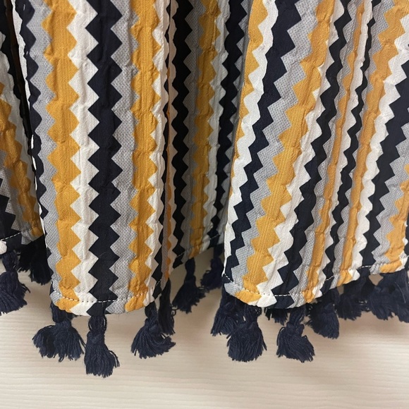 NWOT THML Sydney Chevron Halter Fringe Dress Size S Navy Print, groovy, fringe - Picture 4 of 7